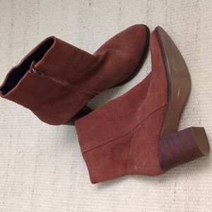 Long Tall Sally Burnt Orange Suede Heeled Booties